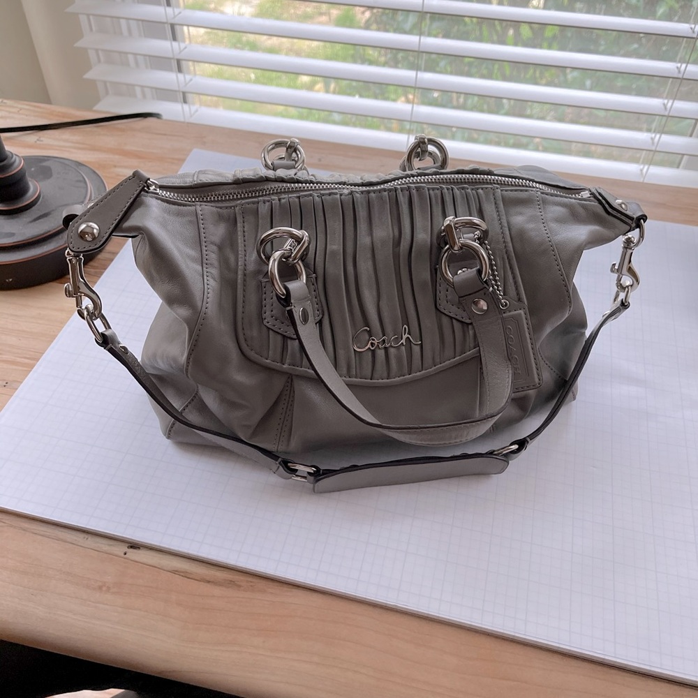 Coach Ashley Gathered Satchel - Gray